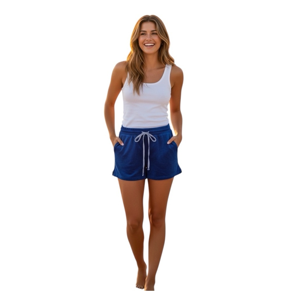 Uniqlo AIRism Size S Blue Terry Cloth Shorts - Picture 1 of 4
